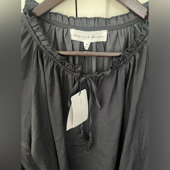 Chelsea & Theodore Gray Popover Women's Blouse Sz M NWT - Picture 4 of 6